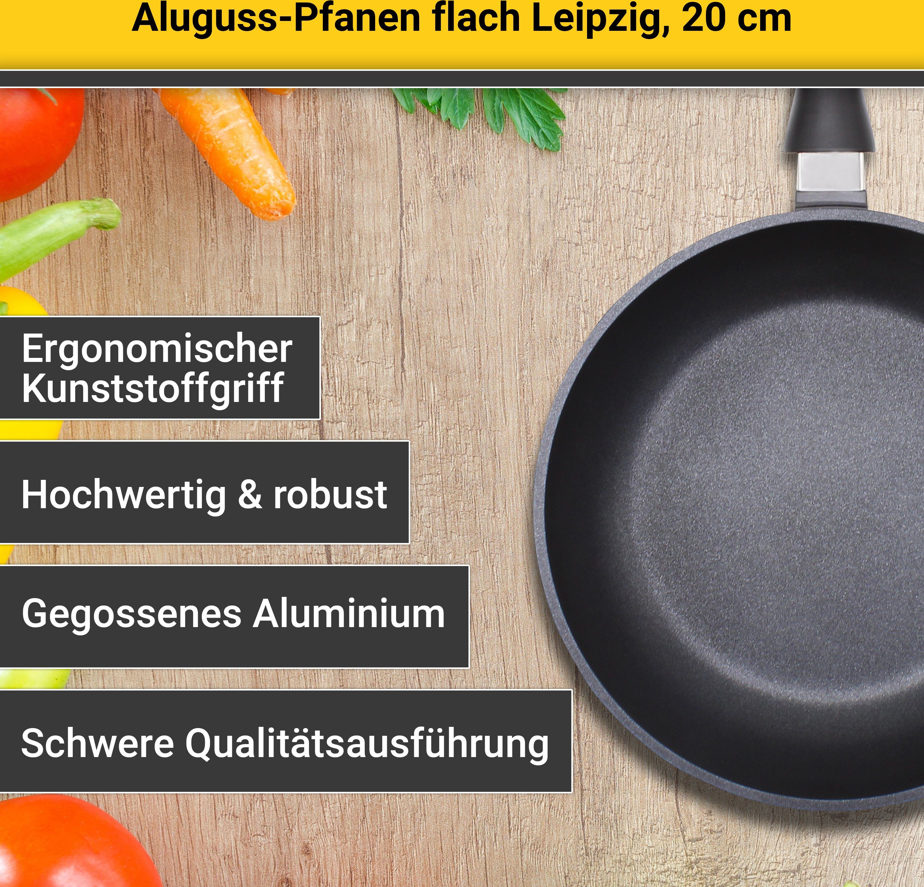 Krüger Bratpfanne Aluguss Pfanne flach LEIPZIG, Aluminiumguss (1-tlg), hochwertige Antihaft-Versiegelung