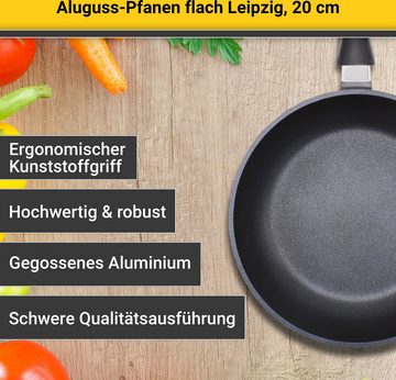 Krüger Bratpfanne Aluguss Pfanne flach LEIPZIG, Aluminiumguss (1-tlg), hochwertige Antihaft-Versiegelung