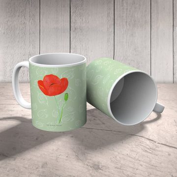Mr. & Mrs. Panda Kinderbecher Blume Mohnblume - Blattgrün - Geschenk, Bruchfeste Tasse, Religion, K, Kunststoff, Mikrowellenbeständig