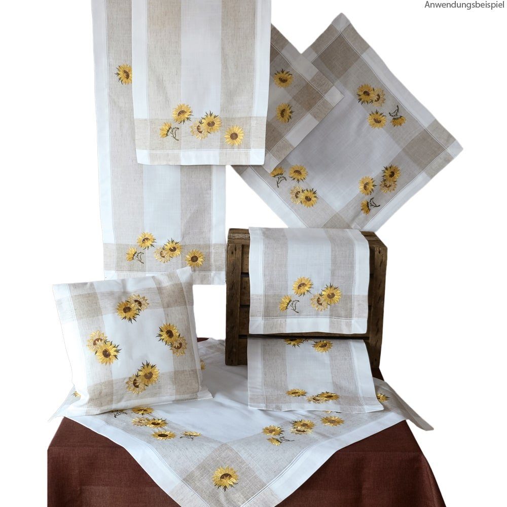 matches21 HOME & HOBBY Tischdecke Tischdeckchen FIBONA Sonnenblumen Landhaus Polyester 35 x 35 cm (1-tlg), Pflegeleicht & waschbar bei 30 °C – Bild 2 von 2