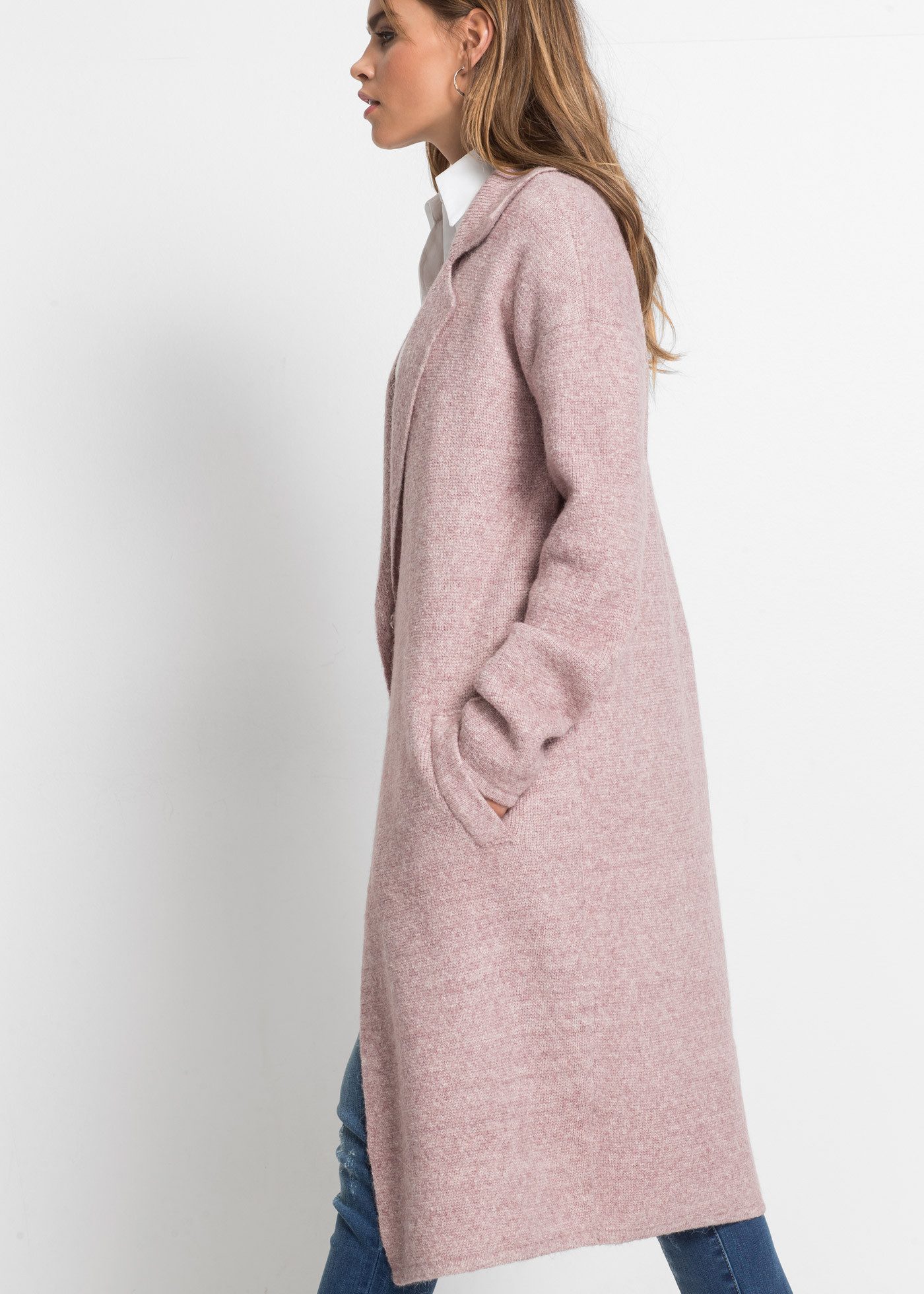 bonprix Strickmantel weiches Material, Oversize Passform, mit praktischen Eingrifftaschen