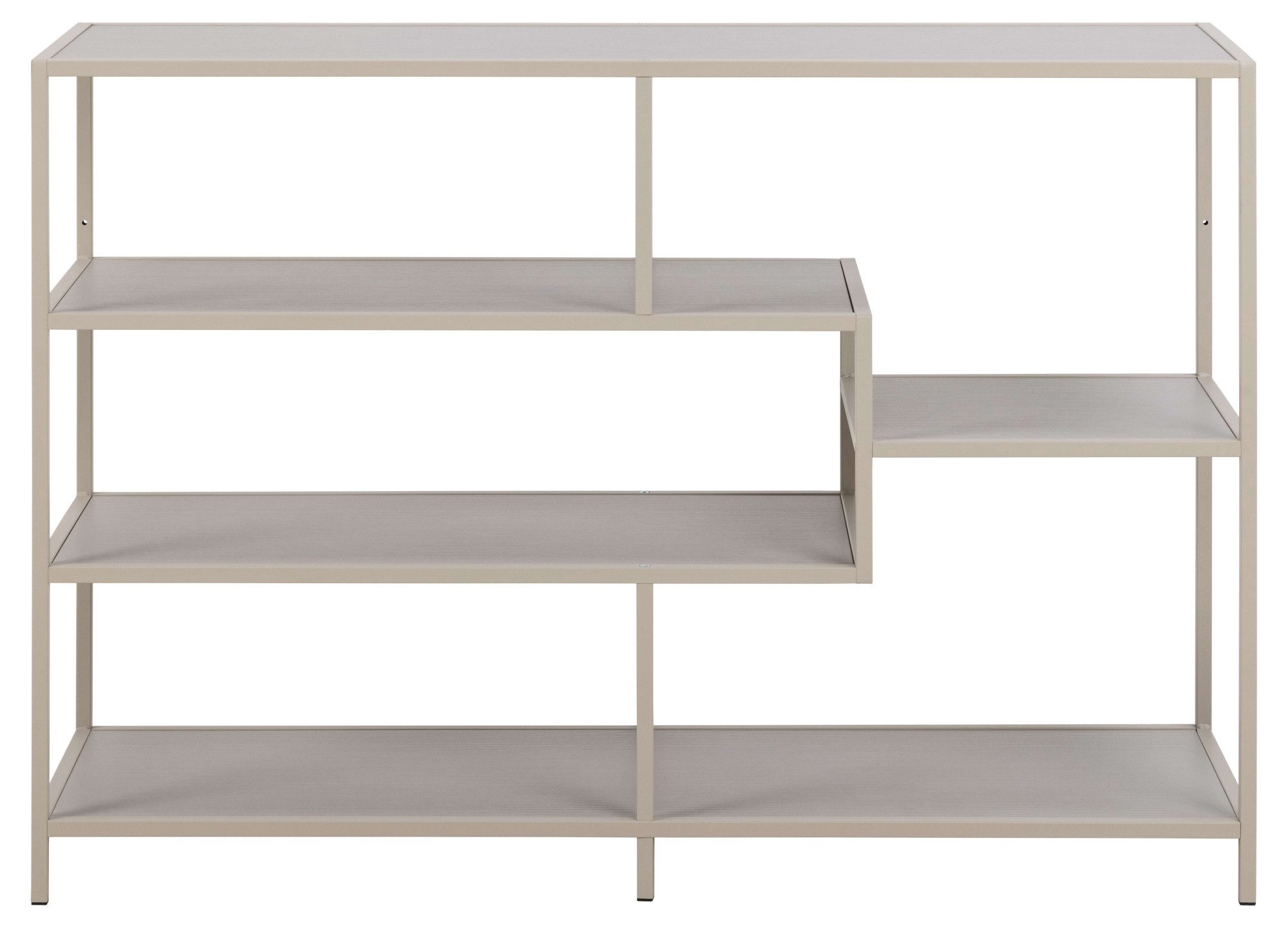 ACTONA GROUP Bücherregal Seaford, Standregal, Regal, Raumteiler, grauer Stahlrahmen, asymmetrisch, Breite 114 cm