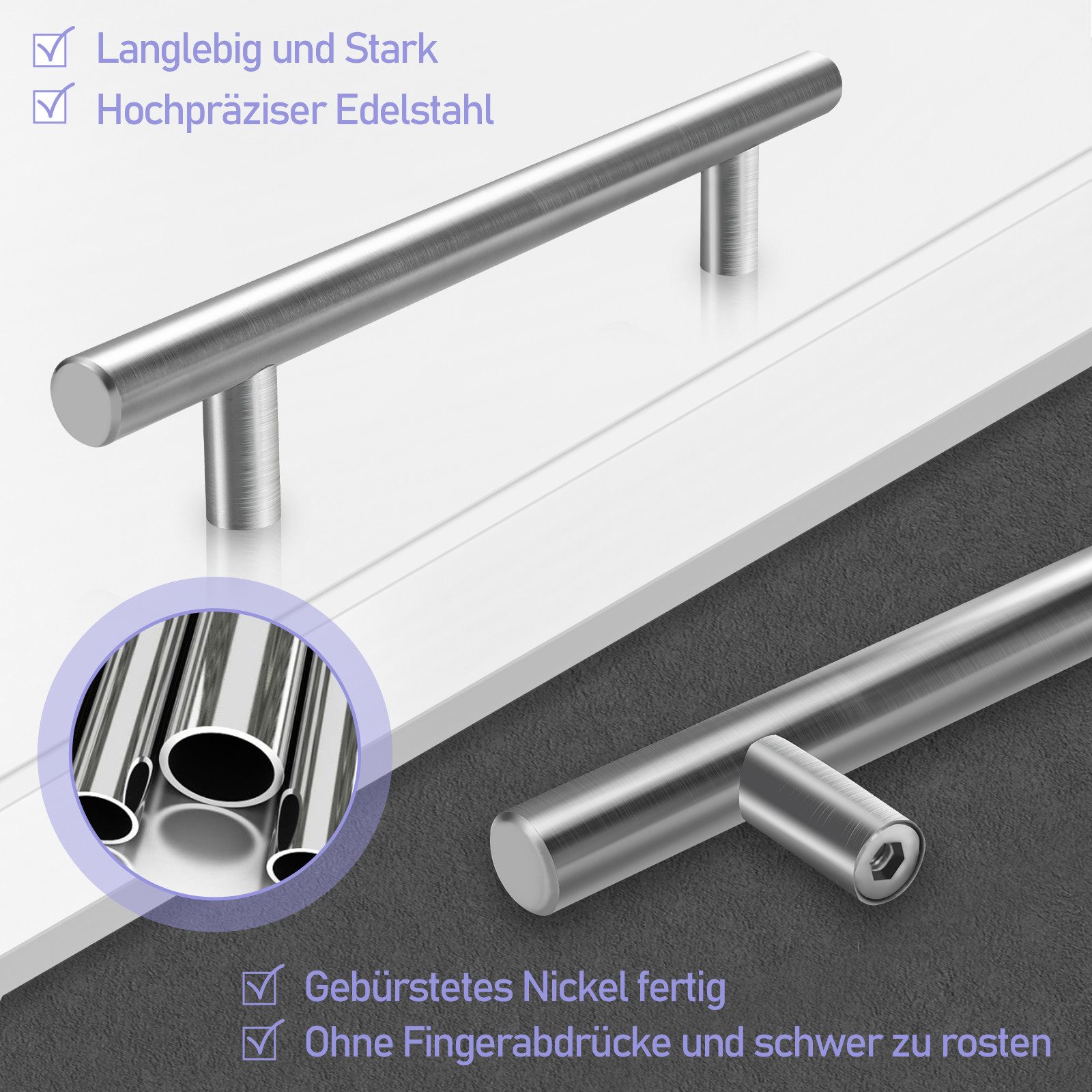 Clanmacy Möbelgriff 10x Möbelgriffe Stangengriff Edelstahl Küchengriffe Küche Bügelgriff (10-St., 10), 156x96MM/188x128MM/220x160MM*10MM/12MM – Bild 5 von 5