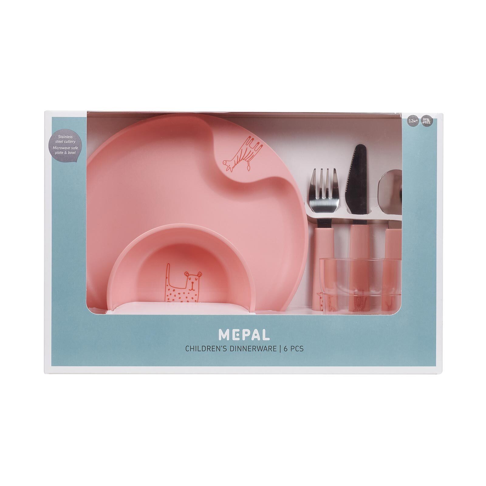 Mepal Kindergeschirr-Set Mio (6-tlg), Material-Mix Kindergeschirr Deep Set Pink 6er