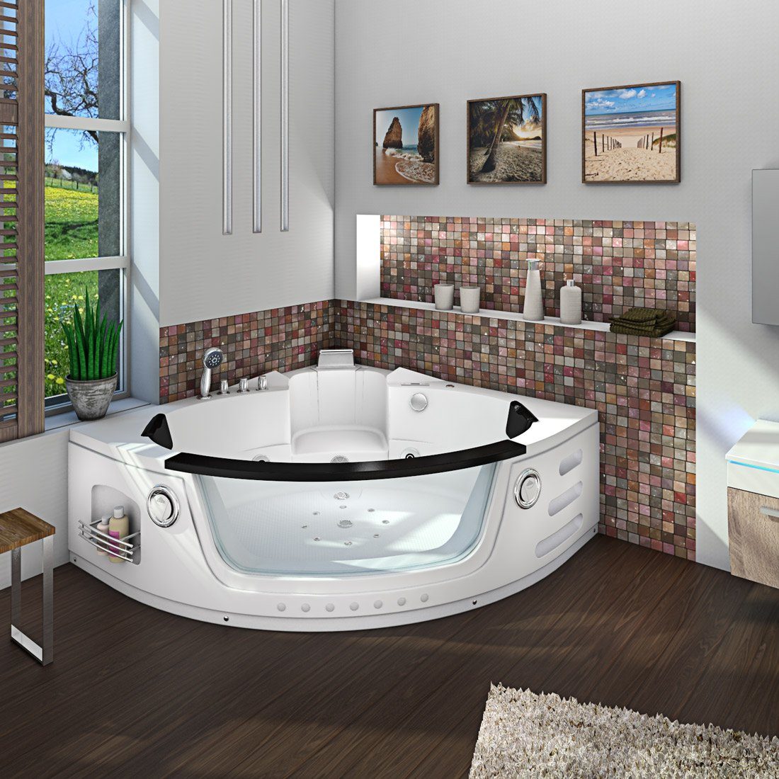 Thumbnail - AcquaVapore Whirlpool-Badewanne Whirlpool Pool Badewanne Wanne W05H 140x140cm, (1-tlg)