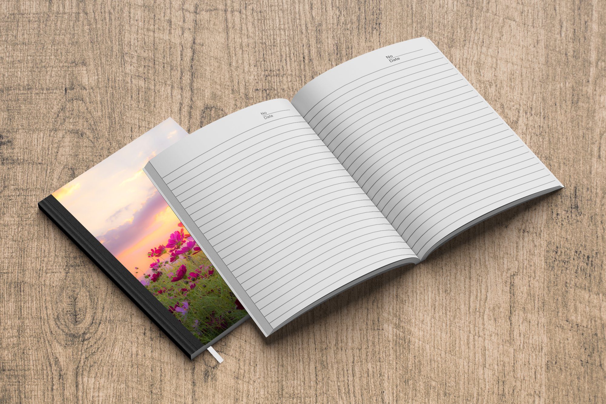 MuchoWow Tagebuch, Blumen Seiten, Sonnenuntergang Merkzettel, 98 - - Horizont, Journal, - - Notizheft, Natur Rosa A5, Haushaltsbuch Notizbuch Wiese -