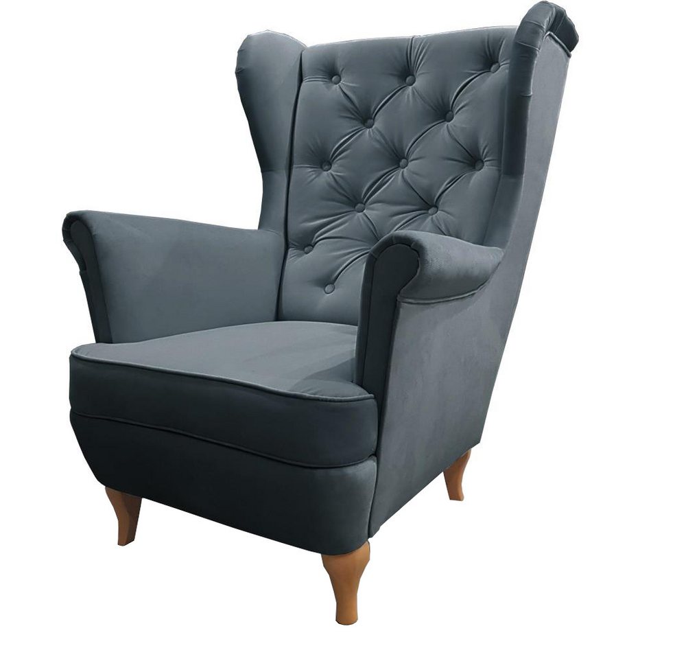 Beautysofa Ohrensessel Sessel FALCO Chesterfield Wohnzimmersessel Fernsehsessel