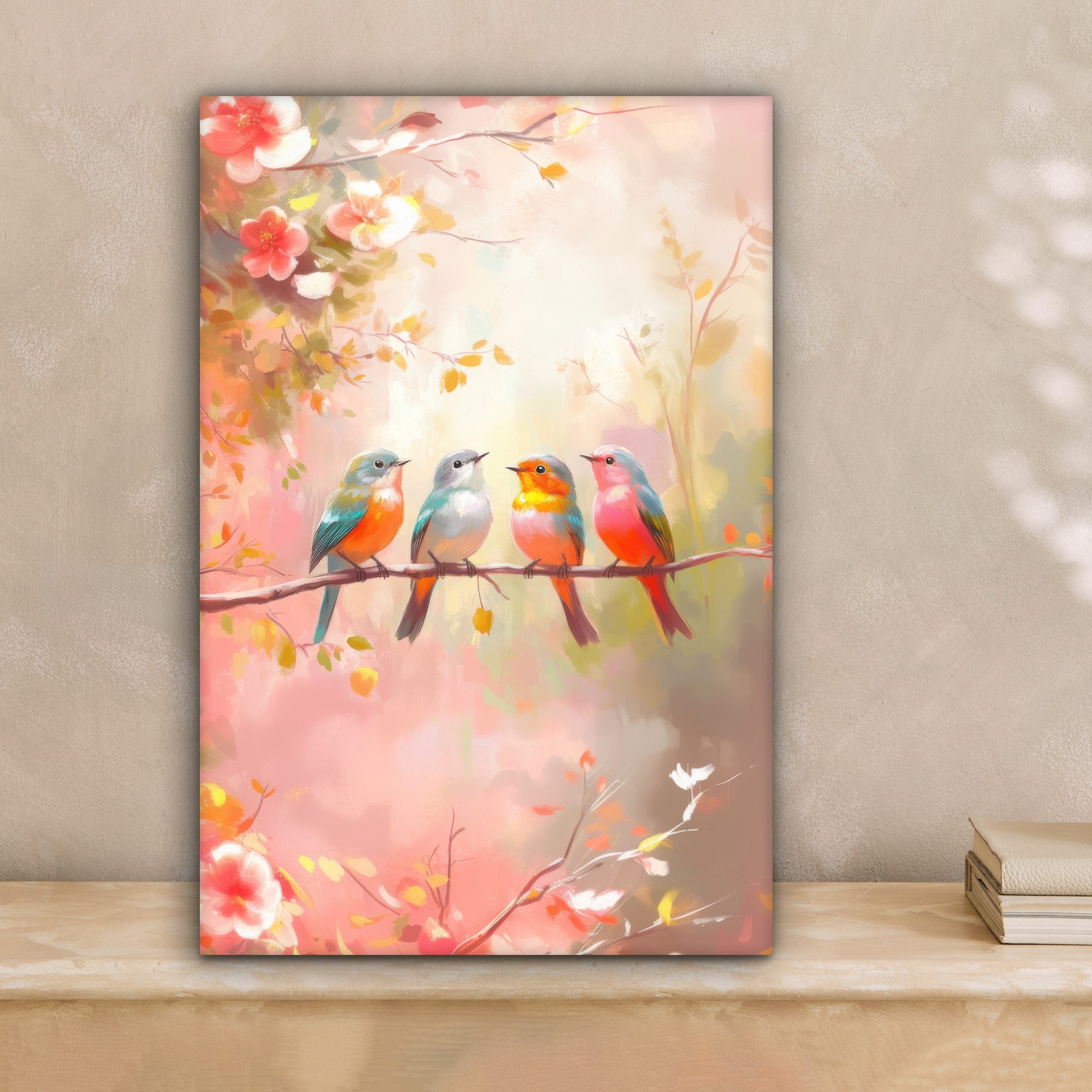 OneMillionCanvasses® Leinwandbild Vögel - Bunt - Zweig, Fotodruck (1 St), L günstig online kaufen