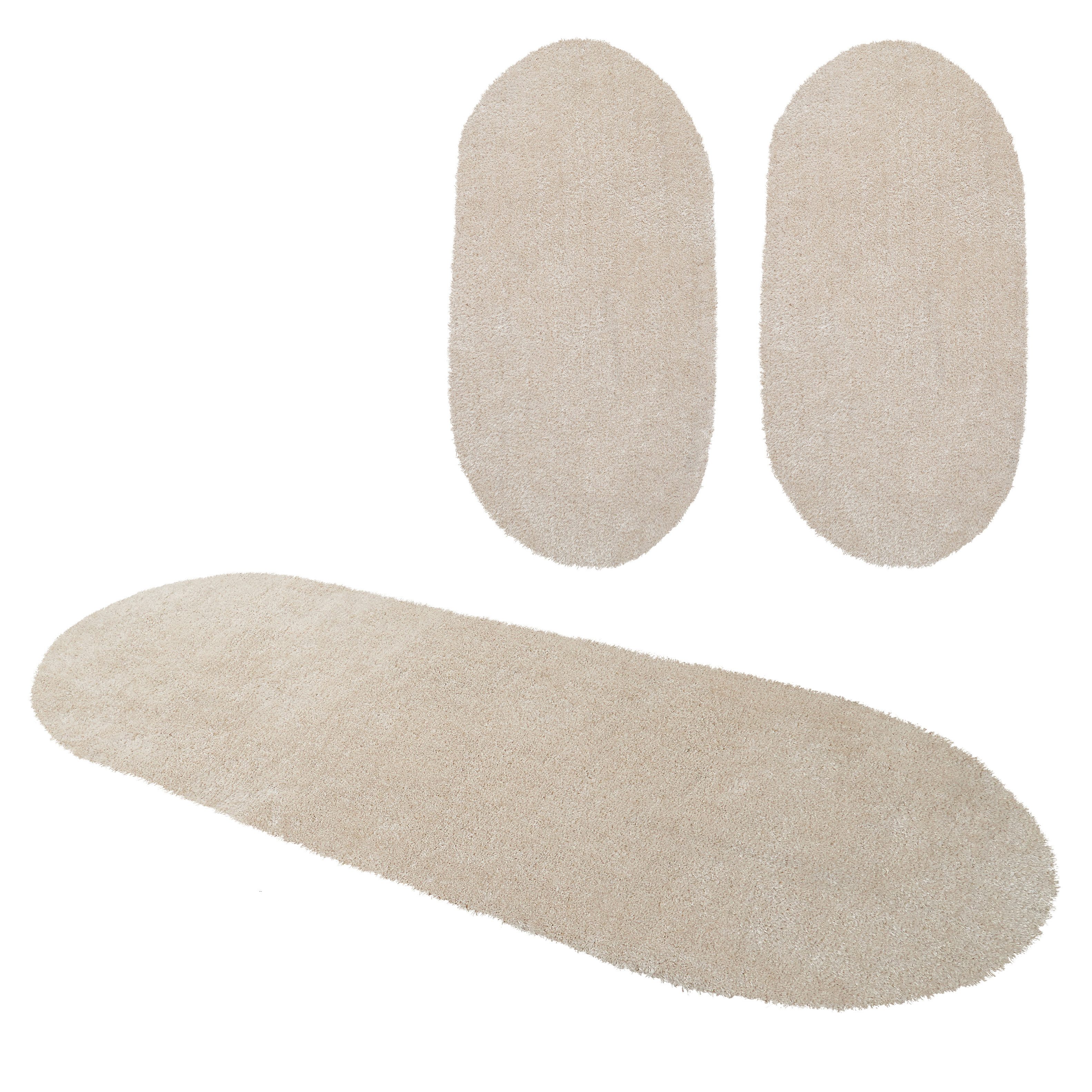 Bruno Banani Hochflor-Bettumrandung Dana Teppich, Kundenliebling, Höhe 30 mm, (3-tlg), unifarben, Mikrofaser, pflegeleicht, Bettvorleger, Schlafzimmer – Bild 2 von 5