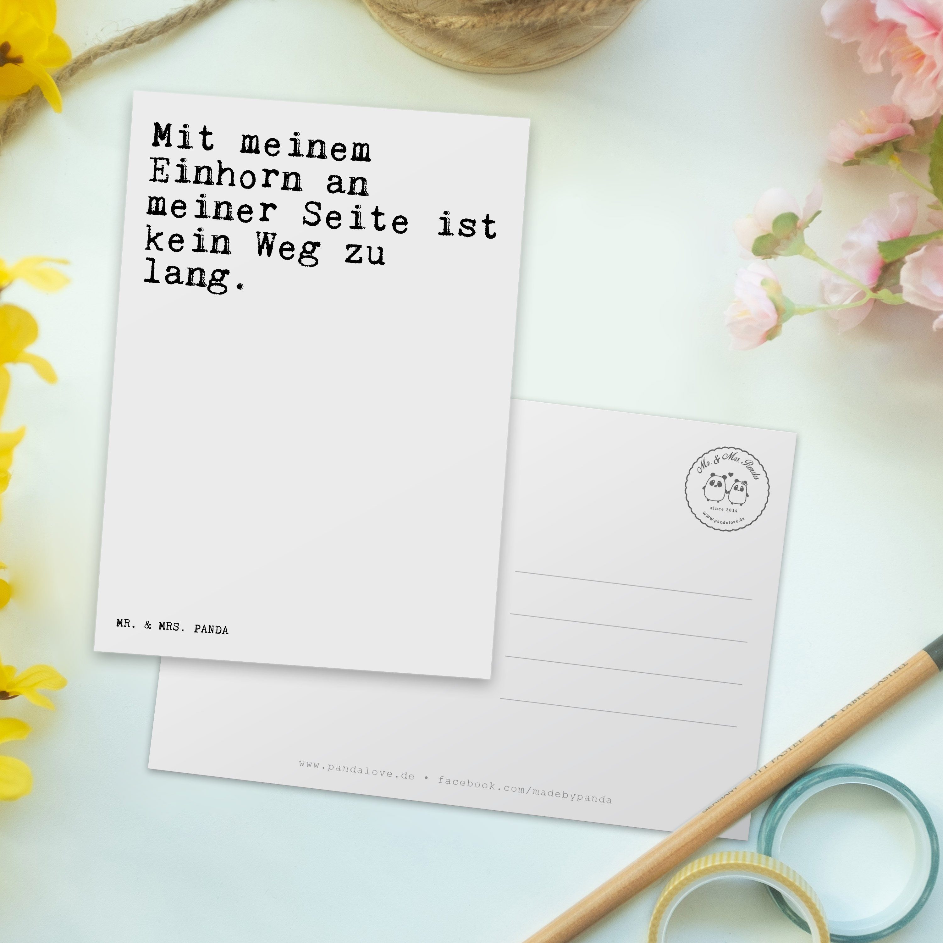 Mrs. - Mr. an... Einhorn Einhorn Weiß Grußkar Mit & Postkarte - meinem Geschenk, Geschenk, Panda