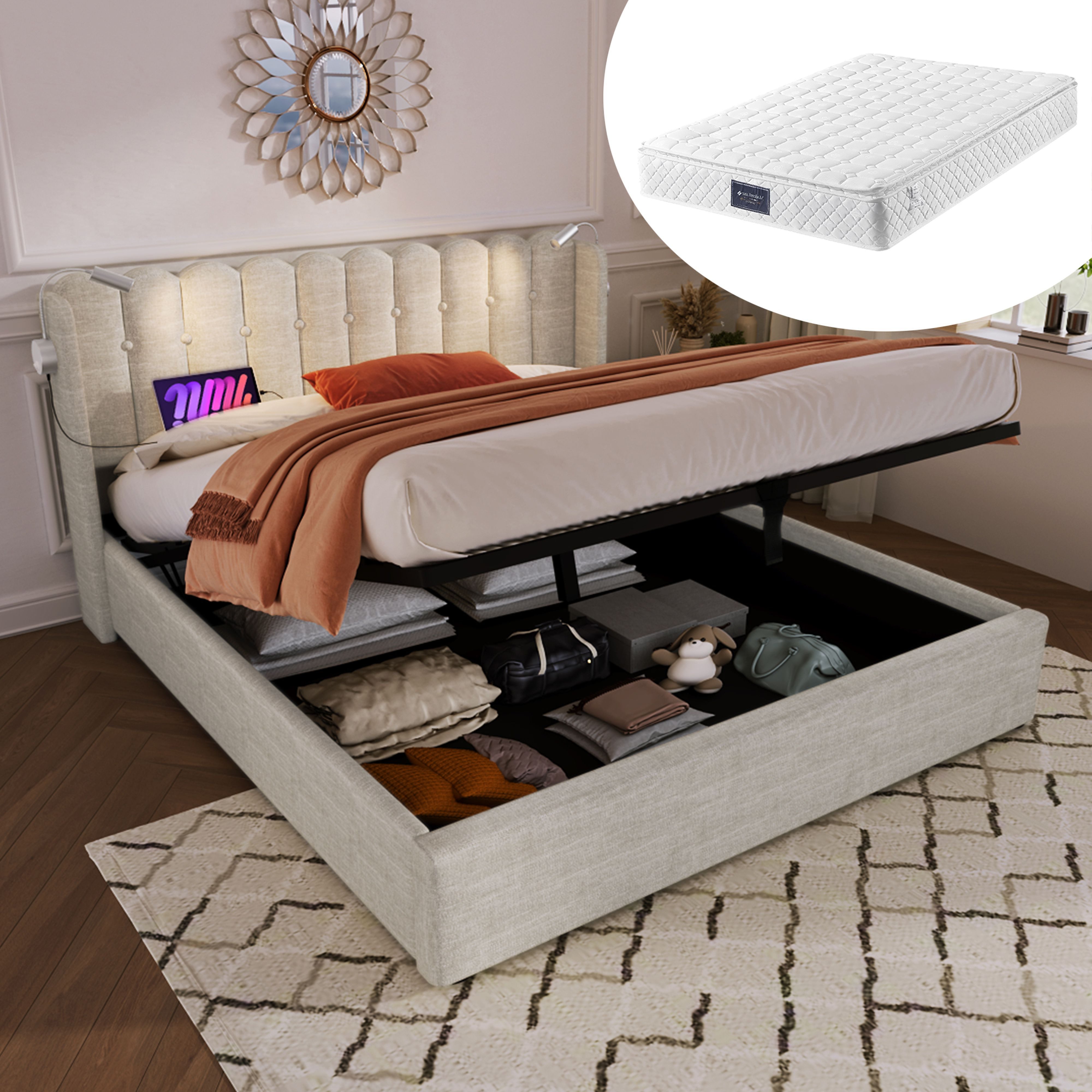 BlingBin Einzelbett Polsterbett (1-tlg., Ladefunktion und günstig online kaufen