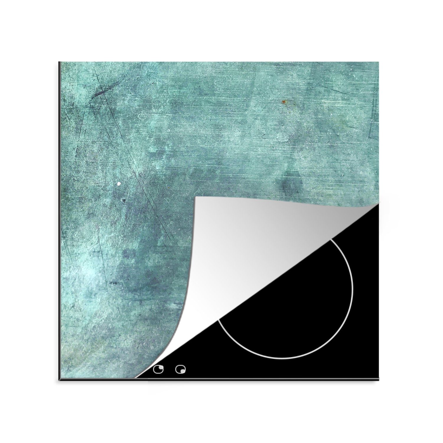 MuchoWow Herdblende-/Abdeckplatte Rost - Eisen - Blau, Vinyl, (1 tlg), 78x78 cm, Ceranfeldabdeckung, Arbeitsplatte für küche