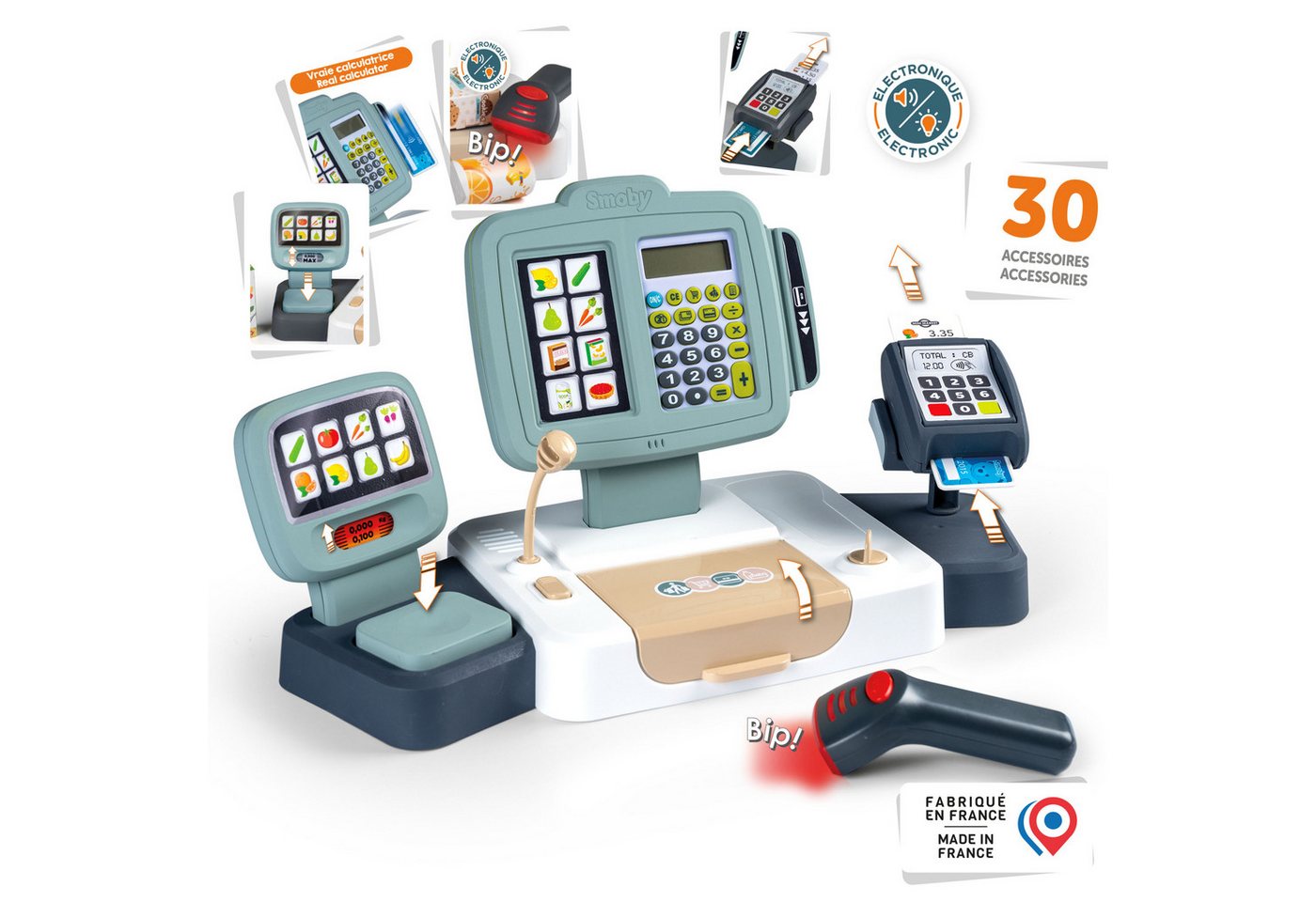 Smoby Spielkasse Supermarktkasse XL mit Rechnerfunktion, mit Licht und Sound