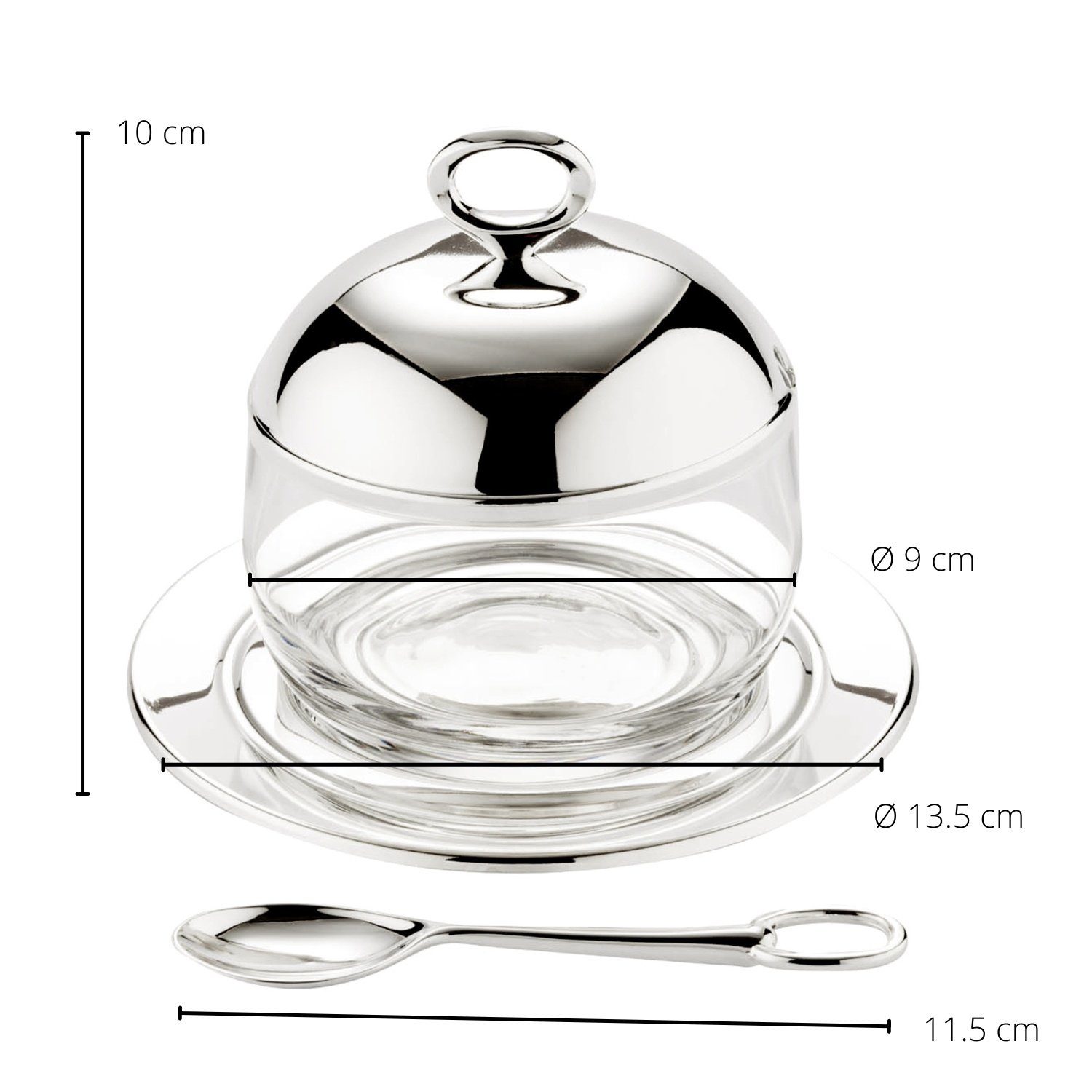 Vorratsdose (3-tlg), Marmeladenglas mit Deckel Stahl, Jago, und - Löffel Vorratsglas, EDZARD Zuckerdose,