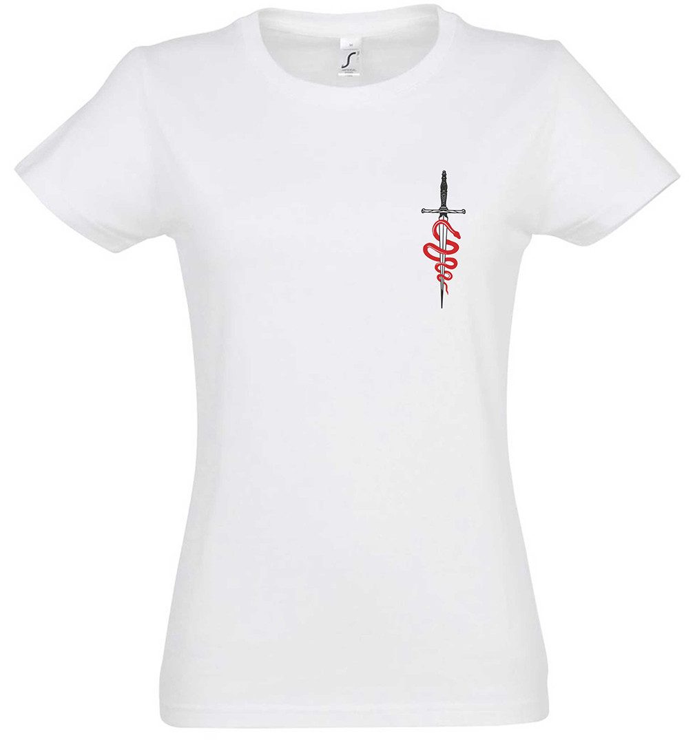 Urban Backwoods Print-Shirt Snake & Knife II Damen T-Shirt Dagger Schlange Messer Dolch Tattoo (1-tlg) Latino Art Gang Gangster