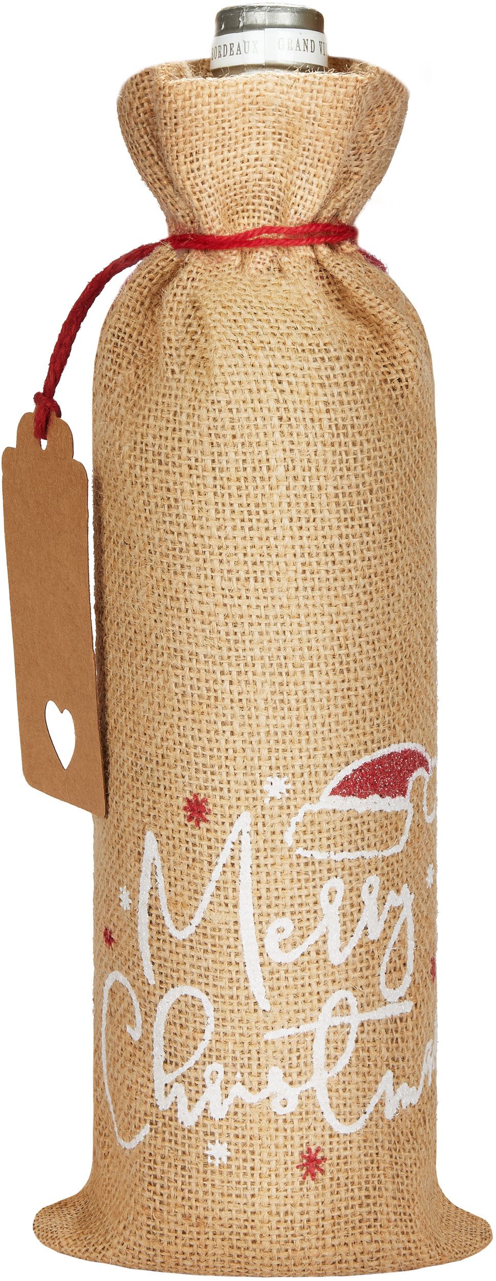 Weinflaschenhalter Weinbeutel für Weihnachten - Merry Christmas - 36 cm x 17 cm