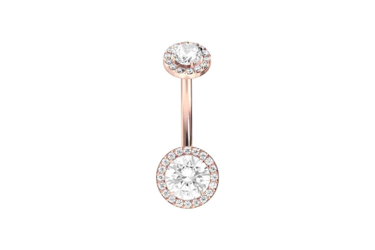PIERCINGLINE Bauchnabelpiercing Titan Bananabell mit Innengewinde 2 KRISTALLDISCS (Bananabells, 1-tlg)
