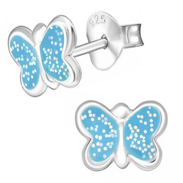 Limana Ohrstecker-Set Kinder Mädchen Ohrringe echt 925 Sterling Silber Pferde Schmetterling Einhorn, Glitzer