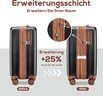JOYWAY Kofferset Reisek Hartschale Handgepäck, 4 Rollen, mit USB-Anschluss und Getränkehalter 4 Rollen TSA-Schloss