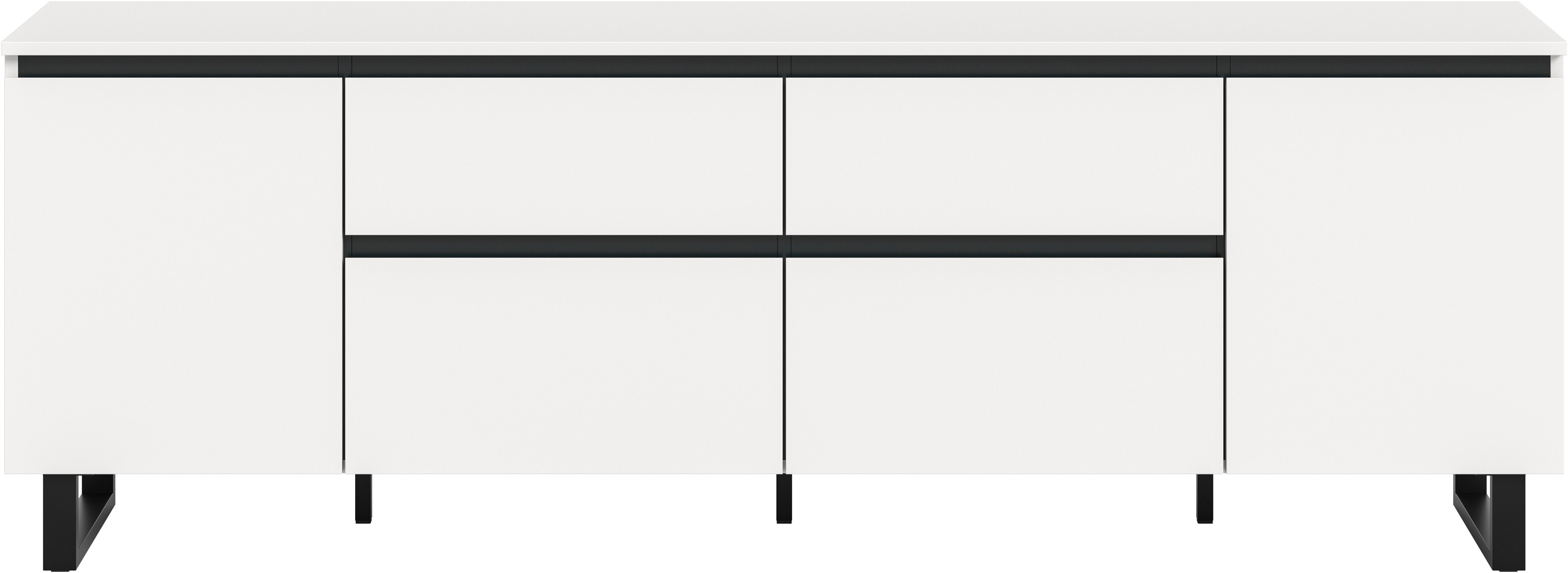 Home affaire Lowboard TOMA, 188cm breit, Metall-Kufen-Fuß, 2 Türen, 2 Schubkästen,2 Klappen, TV-Lowboard, Mediaschrank, Mediaboard, TV-Schrank, Schrank, Board