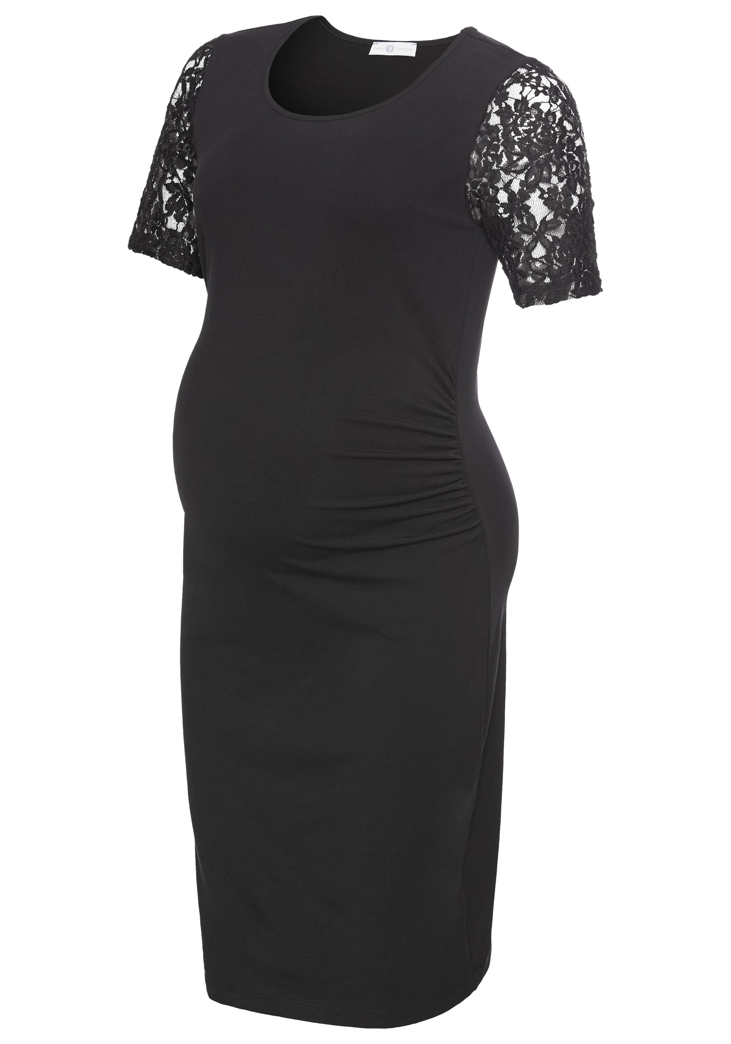 Neun Monate Umstandskleid Schwangerschaftkleid mit Spitze Jersey-Kleid für Schwangerschaft und Stillzeit – Bild 5 von 5