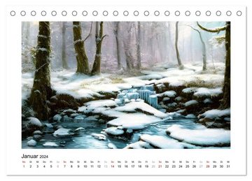 CALVENDO Wandkalender Waldgemälde (Tischkalender 2024 DIN A5 quer), CALVENDO Monatskalender