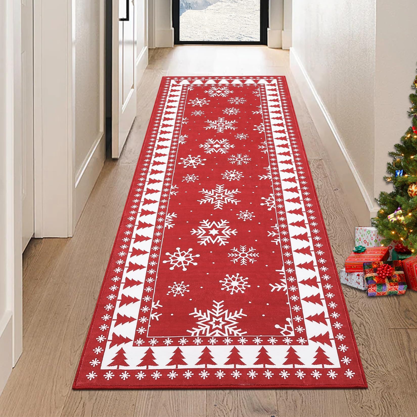 GarveeMore Teppich Waschbarer Weihnachtsbereich Teppich Schneeflocke günstig online kaufen