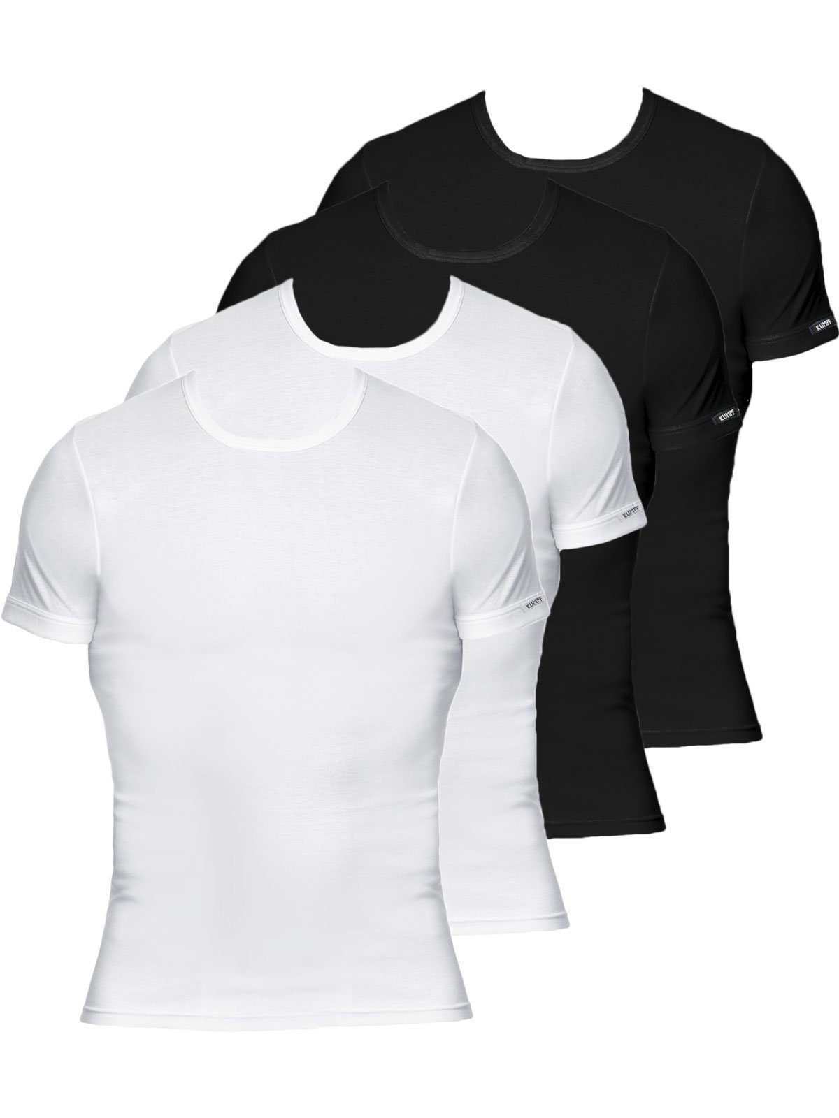 KUMPF Unterziehshirt 4er Sparpack Herren T-Shirt Bio Cotton (Spar-Set, 4-St) hohe Markenqualität schwarz weiss