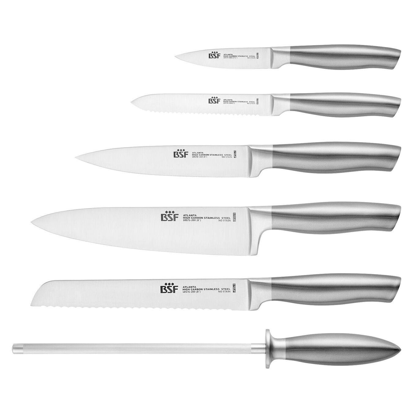 BSF Messerblock BSF Atlanta Messerblockset 7-tlg, Graphit-Grau Edelstahl geschmiedet (7tlg)