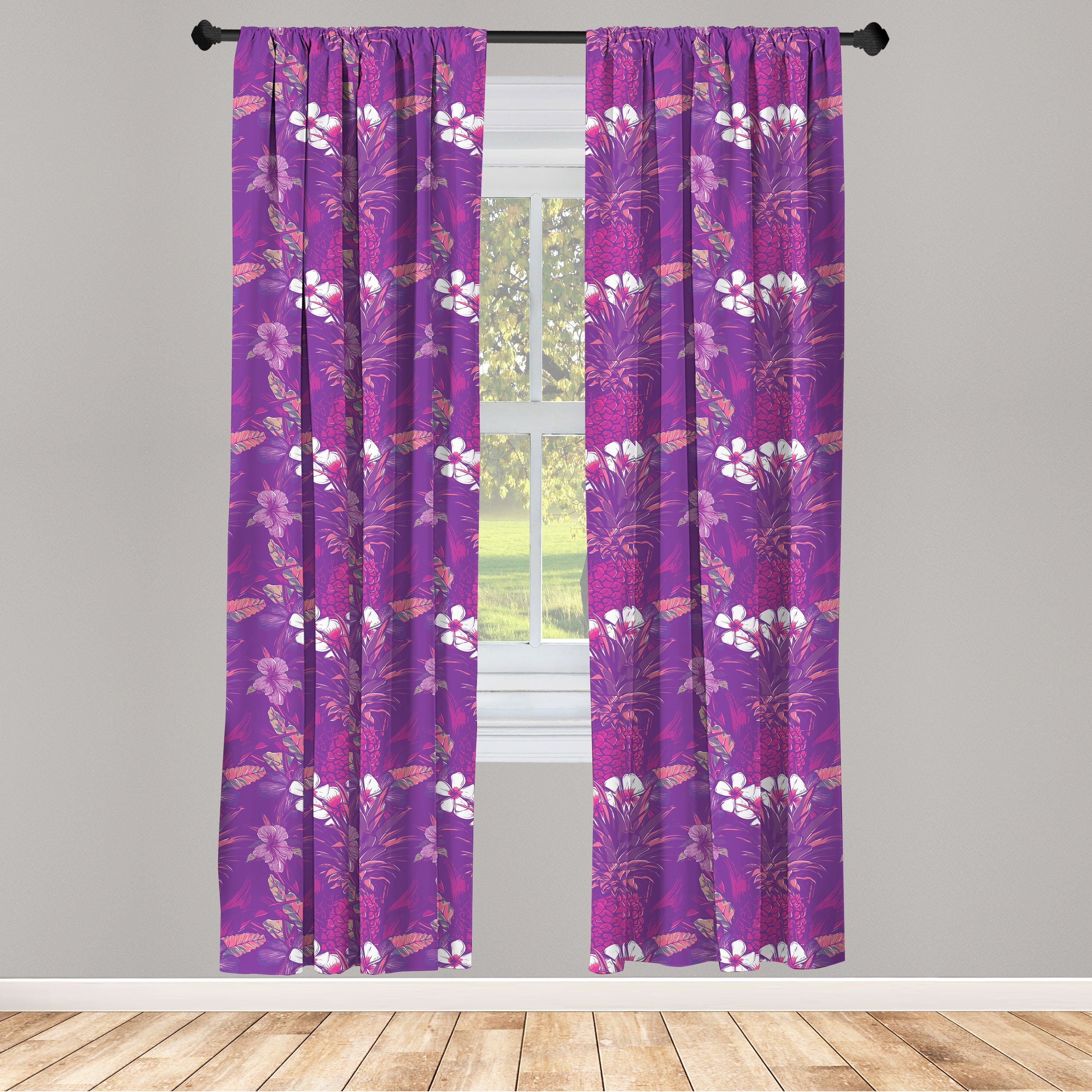 Gardine Vorhang für Wohnzimmer Garten-Kunst Blätter Microfaser, Sommer Dekor, Schlafzimmer Abakuhaus