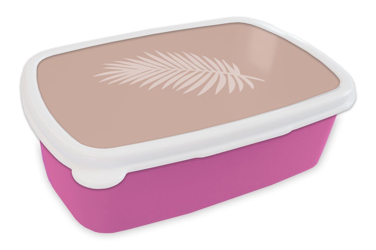 MuchoWow Lunchbox Sommer - Blatt - Pastell, Kunststoff, (2-tlg), Brotbox für Erwachsene, Brotdose Kinder, Snackbox, Mädchen, Kunststoff rosa