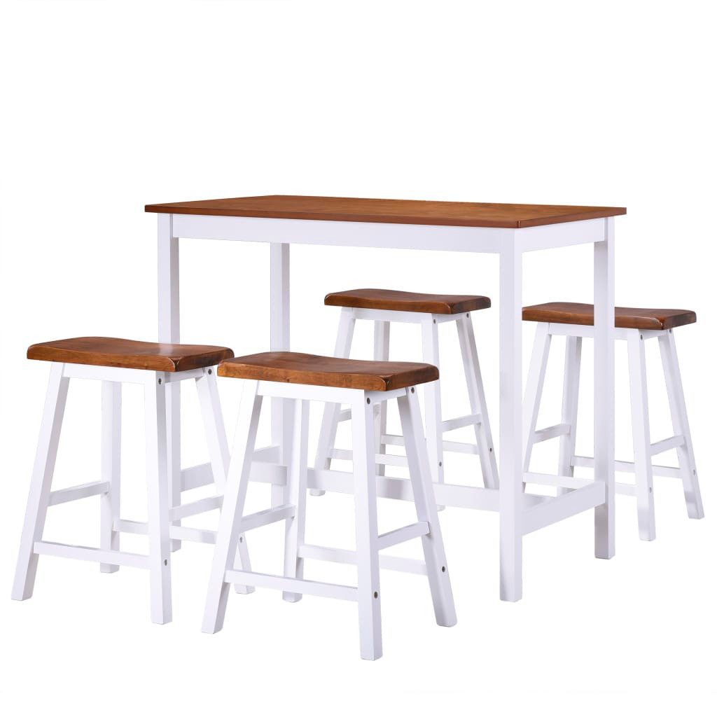 vidaXL Essgruppe Bartisch- und Hocker-Set 5-tlg. Massivholz, (5-tlg)