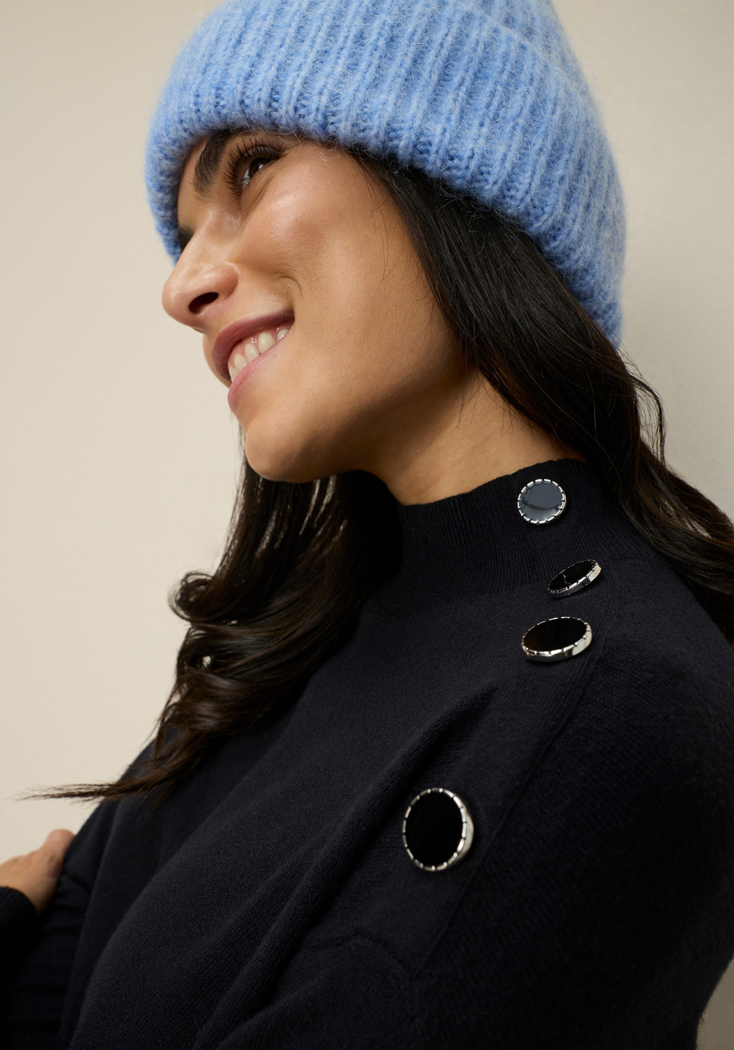 Tamaris Stehkragenpullover mit Knöpfen an der Schulter