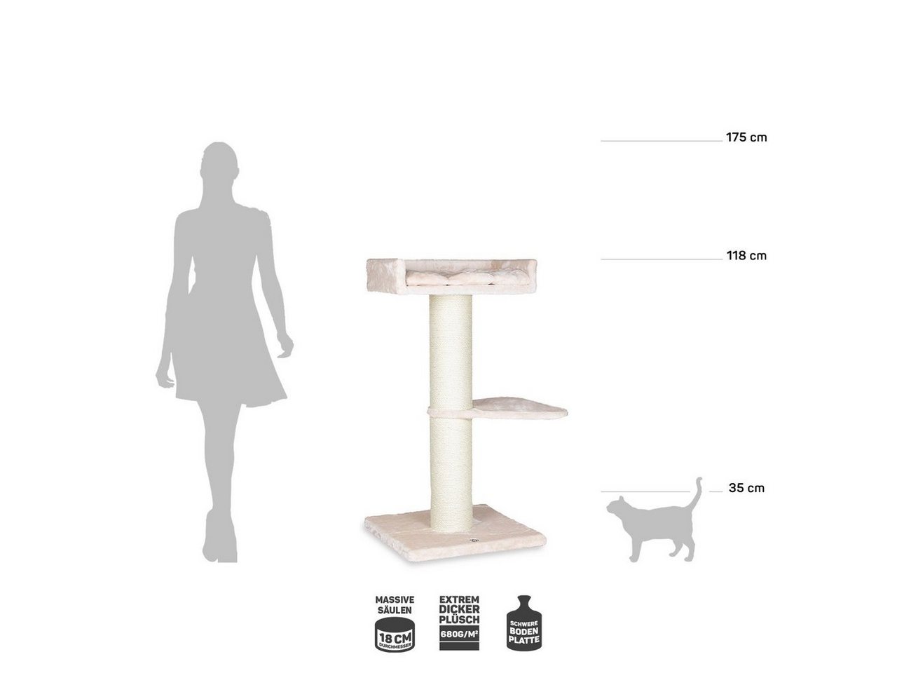 Thumbnail - Canadian Cat Company Kratzbaum Barnie, beige, Kratzbaum mit extra dickem Plüsch