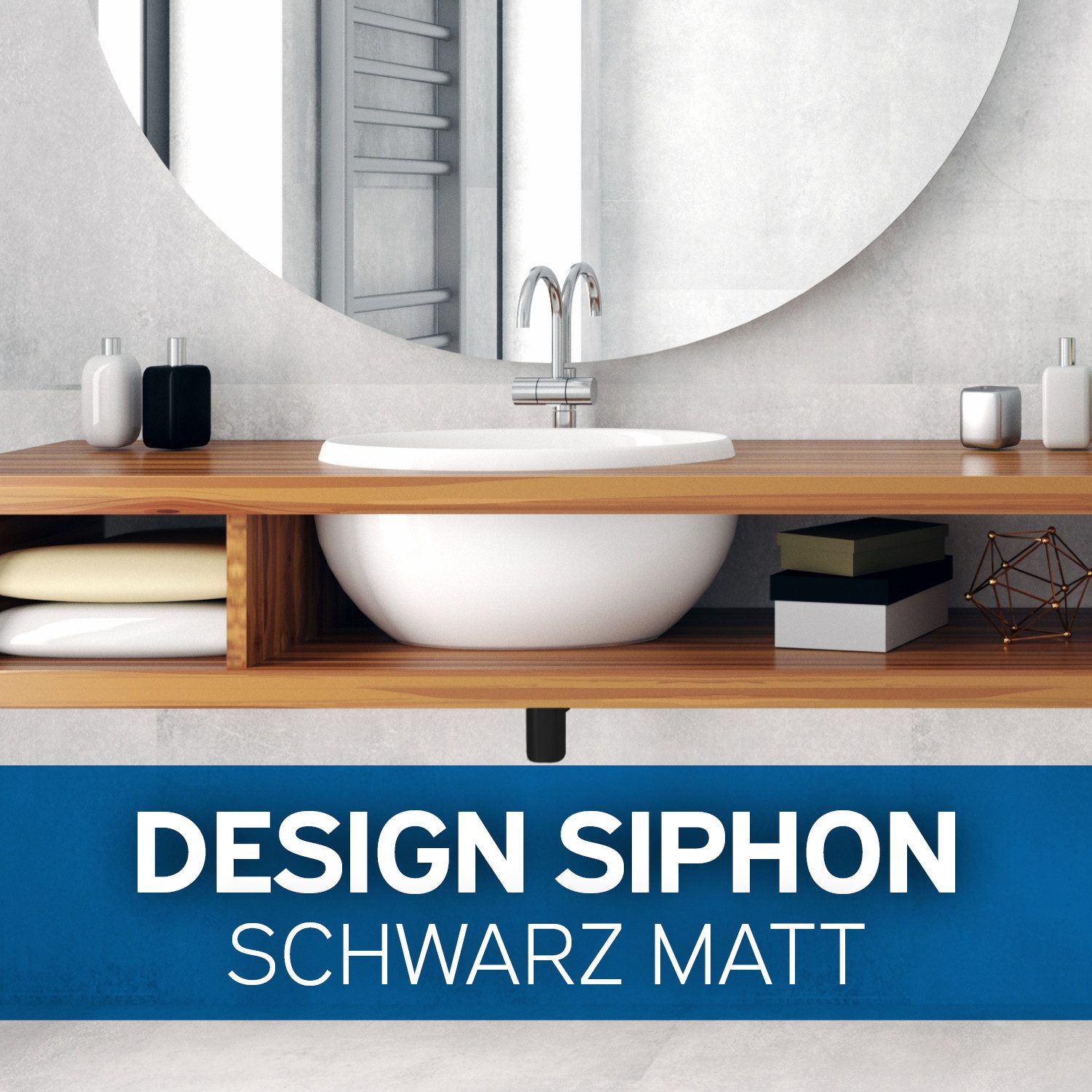kör4u Siphon kör4u Design Siphon 1 1/4"x32mm universal rund schwarz matt