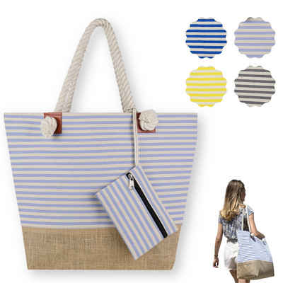 furora HOLIDAY Strandtasche Badetasche mit Reißverschluss & 2x Innentaschen, Beach Bag XXL