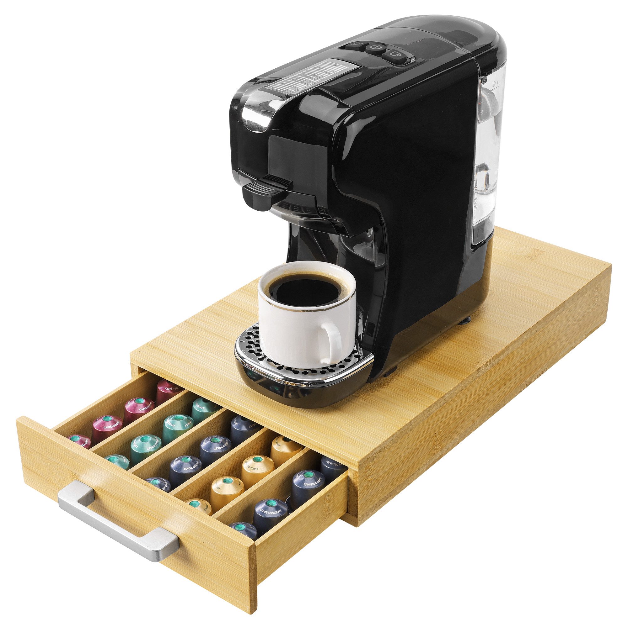 Kapselspender Bambus Kaffeekapseln Aufbewahrungsbox - Stilvolle und stabile Box