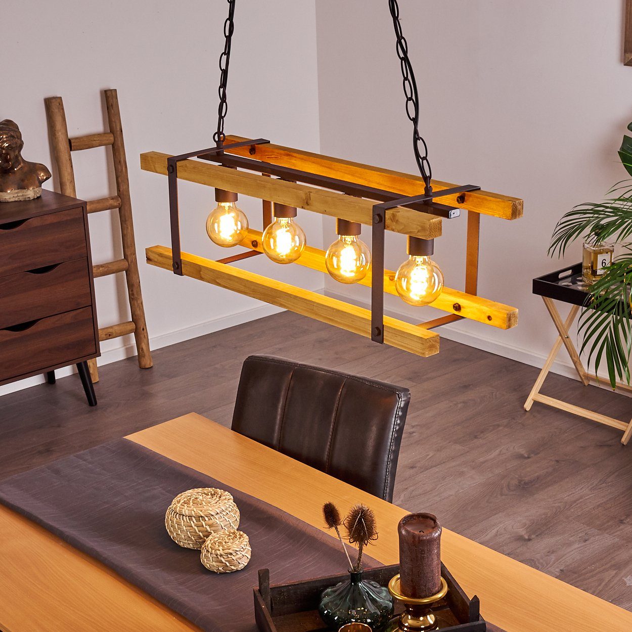 hofstein Pendelleuchte »Crede« Hängelampe aus Metall/Holz günstig online kaufen