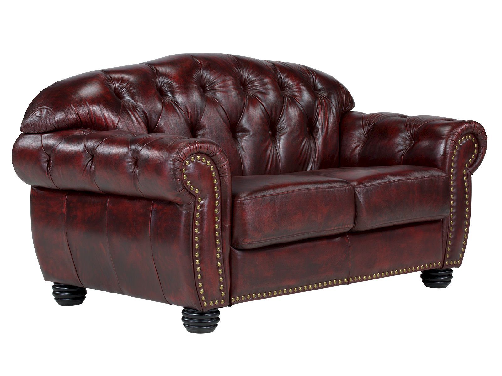 Sofa Chesterfield Hereford 2-Sitzer Echtleder rot