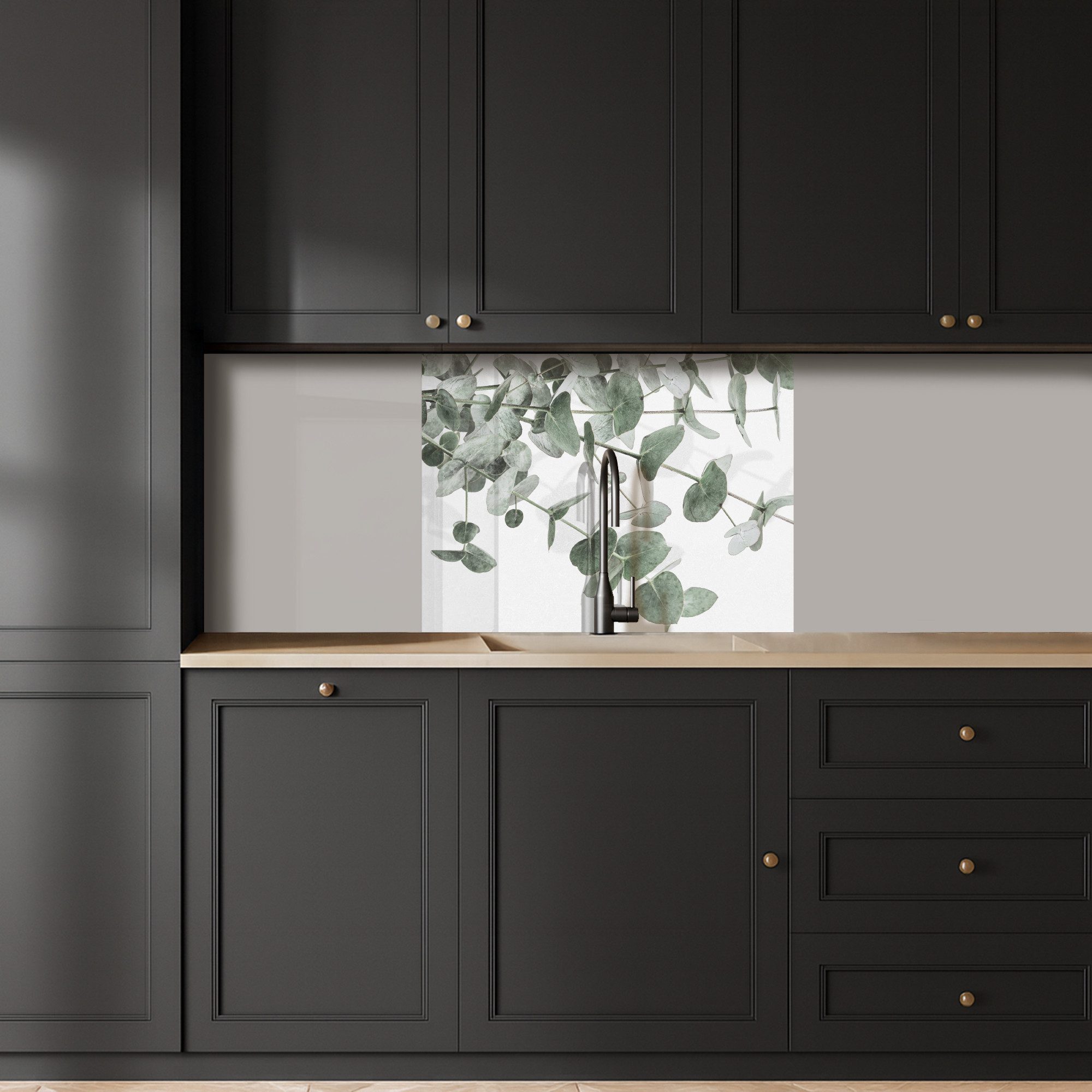 KitchenYeah Küchenrückwand selbstklebend Eukalyptus - Blätter - Natur - Grün, (1-tlg), Spritzschutz, Küche, Rückwand, Küchenwand, Küchenfront, 80x60 cm