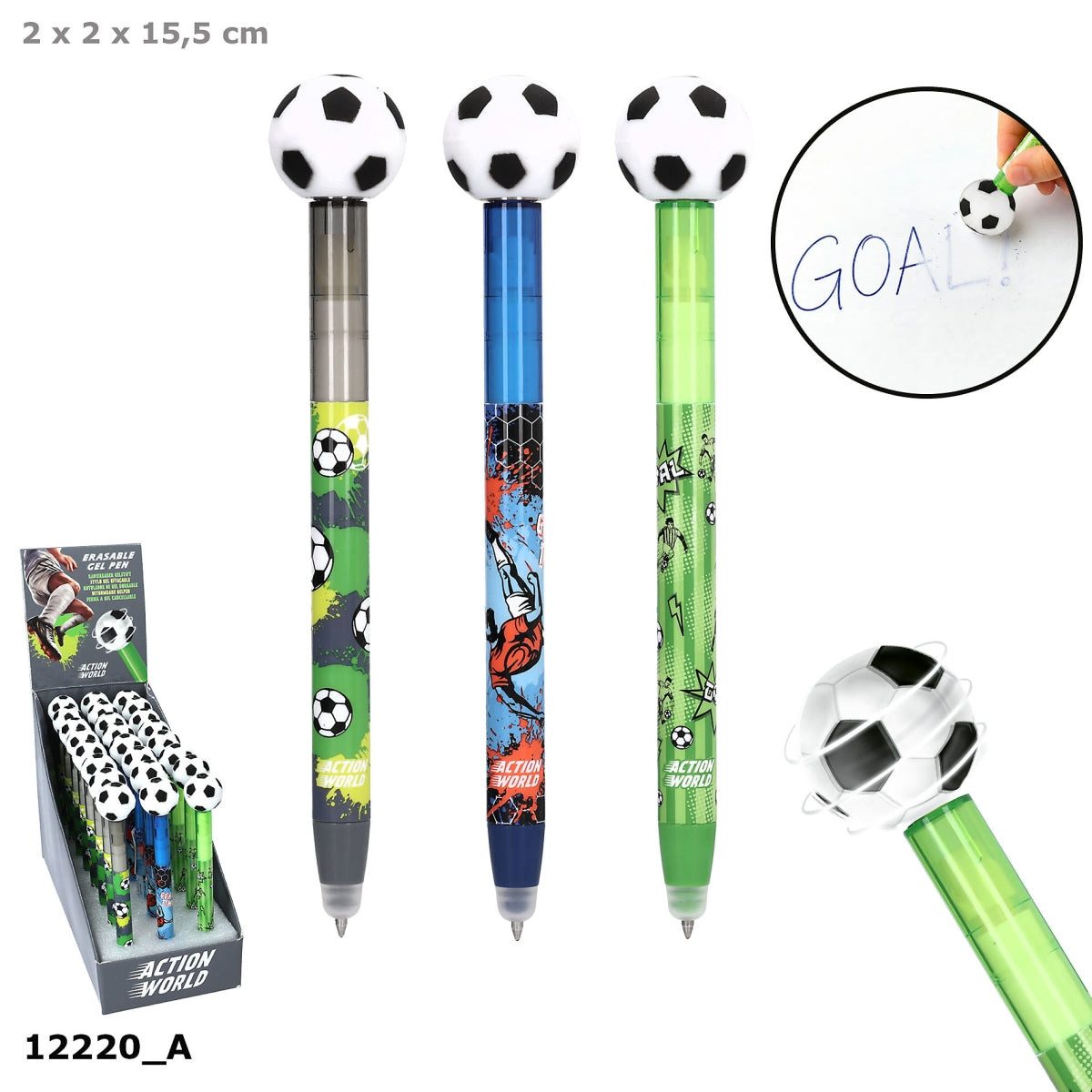 Depesche Spiel Action World Radierbarer Gelstift Fußball – 1 Stift, Design zufällig