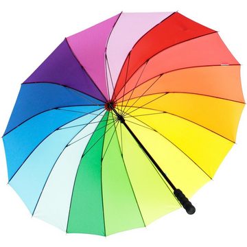 iX-brella Langregenschirm Leichter Regenbogen Fiberglas XXL-Schirm 16-teilig, farbenfroh