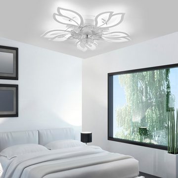 LETGOSPT Deckenleuchte 85W Deckenventilator Mit Beleuchtung, Fernbedienung Leise Dimmbar, LED fest integriert, Neutralweiß, Kaltweiß, Warmweiß, Deckenlampe Mit Ventilator 5 Geschwindigkeit Blume Für Wohnzimmer