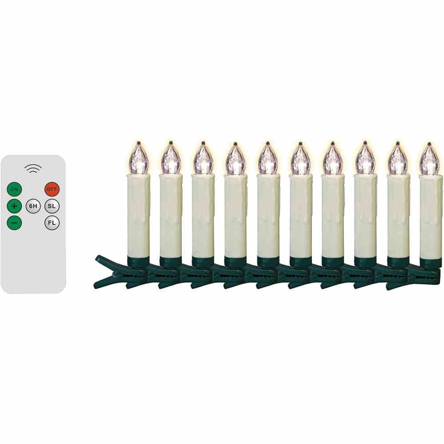 F-H-S International GmbH & Co. KG Lichterkette LED kabelloses Christbaumkerzen-Set 10-teilig, 10 cm, außen 10 x 1,5 c