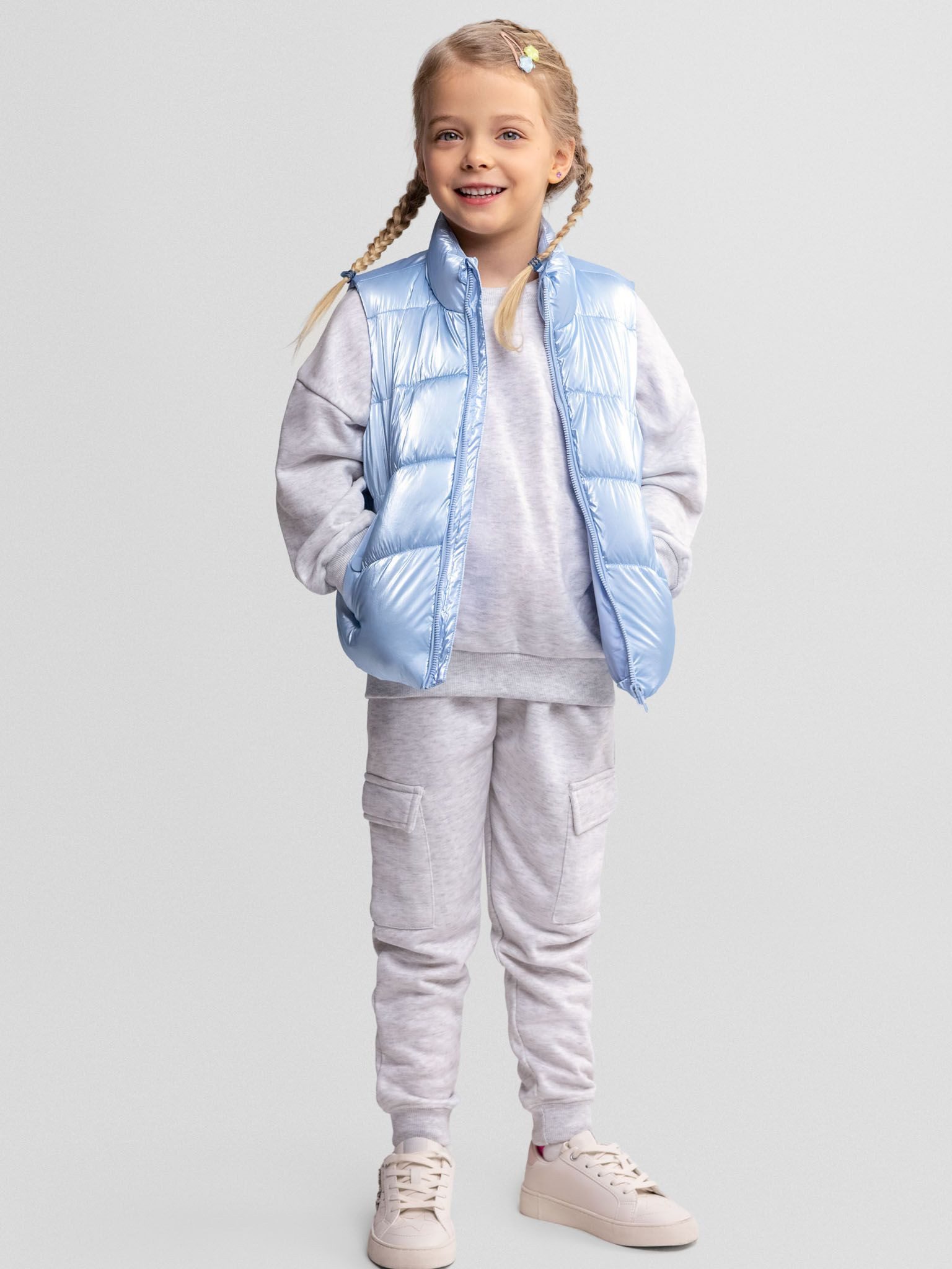 MINOTI Steppweste im Metallic-Look Kinnschutz am Stehkragen, Metallic-Look