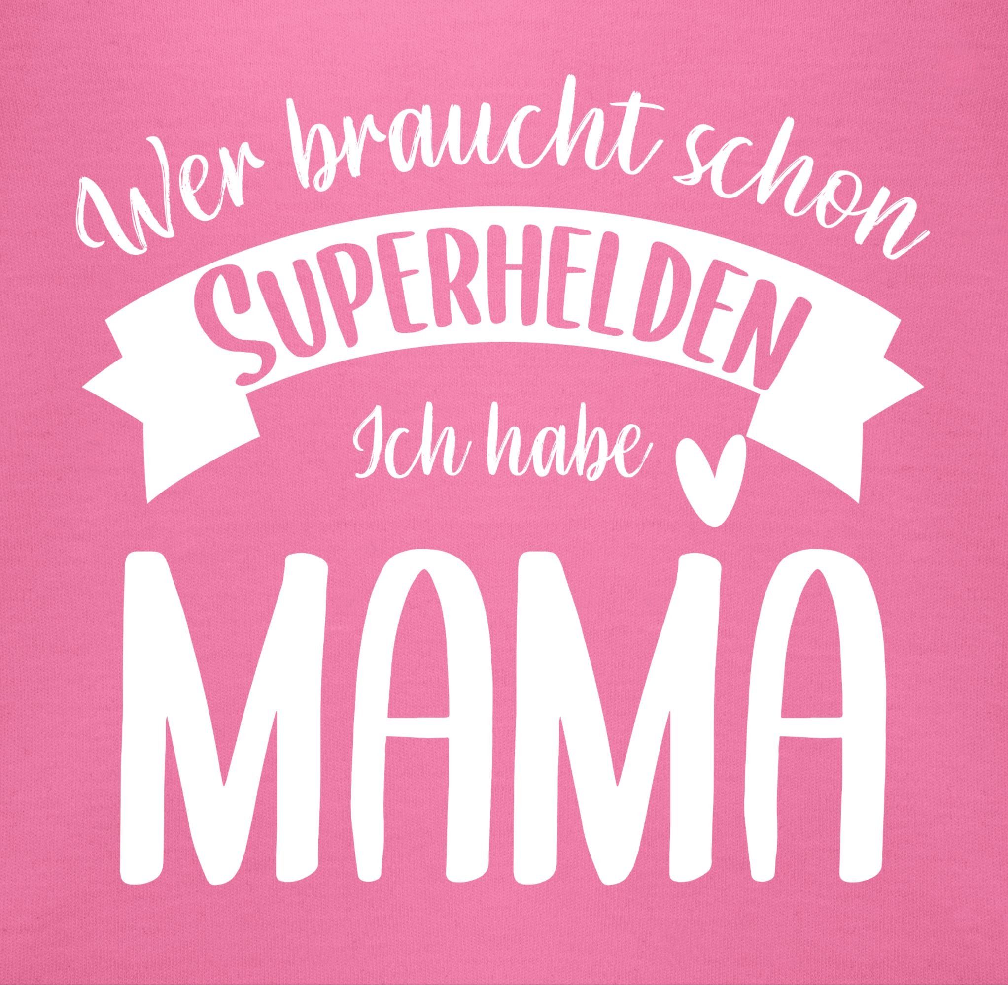 Shirtracer Lätzchen wer hab ich 2 schon weiß, Mama Superhelden braucht Pink Muttertagsgeschenk