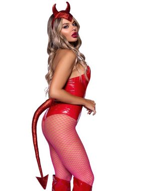 Leg Avenue Kostüm Glitzer Teufel Accessoire-Set rot, Hörner und Teufelsschwanz im Glitter-Look