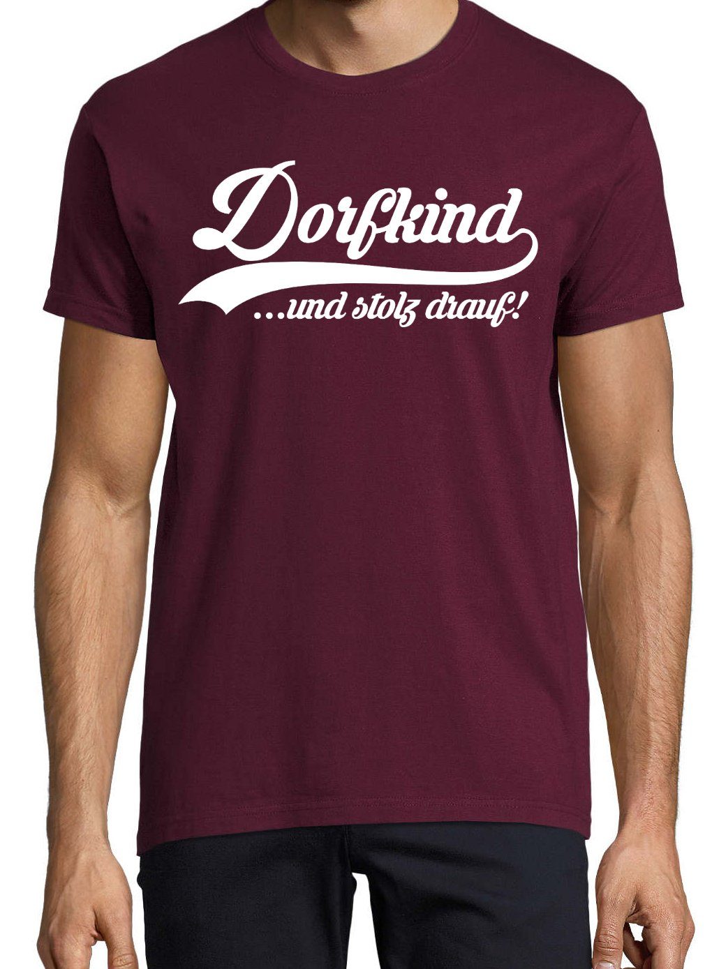Youth Designz Print-Shirt Dorfkind Spruch T-Shirt lustigem Herren mit Burgund