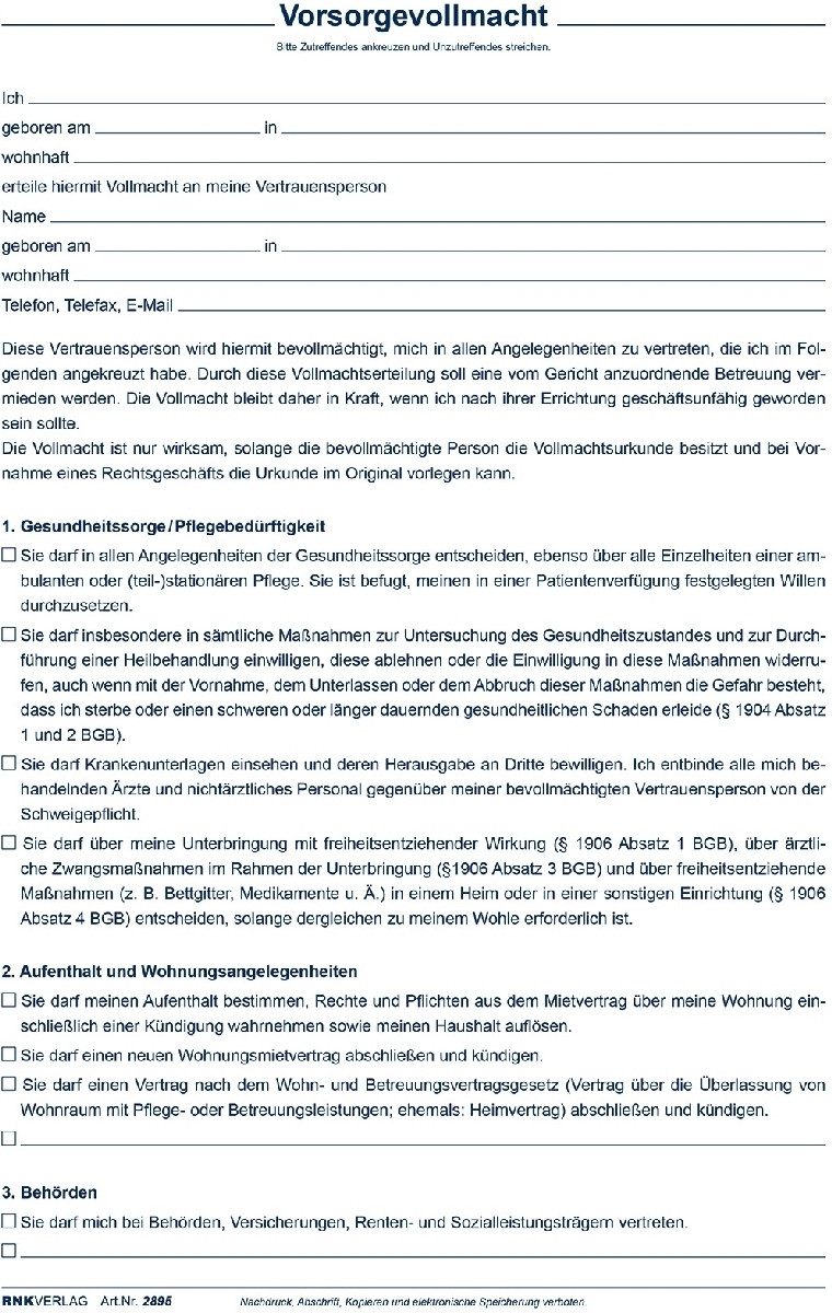 RNK Verlag Formularblock Mappe -Meine Patientenverfügung- A4 dunkelblau