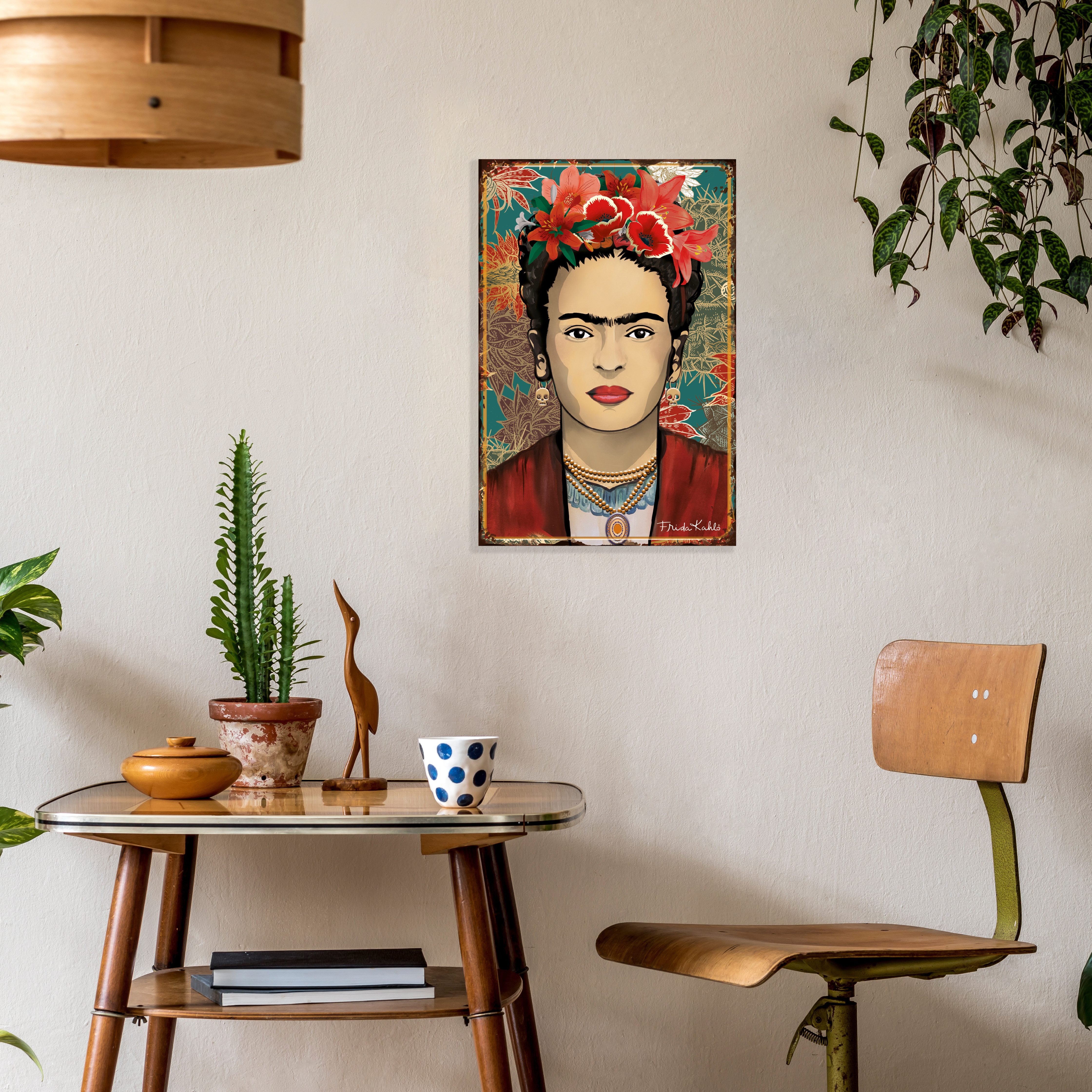 LuckyLinde Wanddekoobjekt Frida Kahlo - Blumenkranz (1 St), Exklusive JANOSCH Kindermotive, Stahlschild